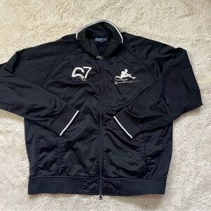 Ralph Lauren RL 67 Full Zip Jacket Black White Running Jogging Mens Size XL